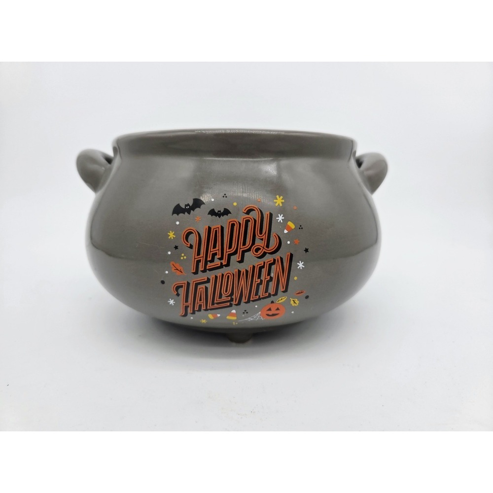 Hallmark Ceramic Cauldron HAPPY HALLOWEN Gray Vintage‎ Display Bowl Dish